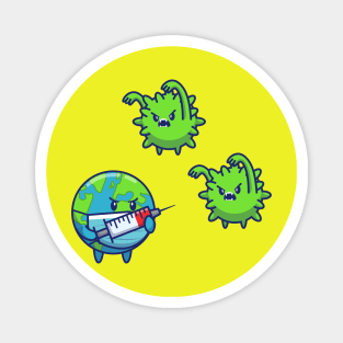 World Inject Corona Virus Cartoon Magnet